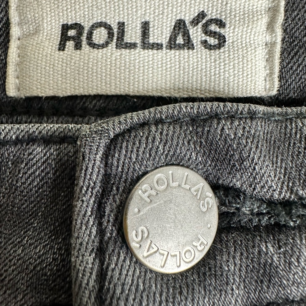 Rollas Eastcoast Flare Wide Leg Crop Jeans Womens Vintage Washed Black - Picture 10 of 13